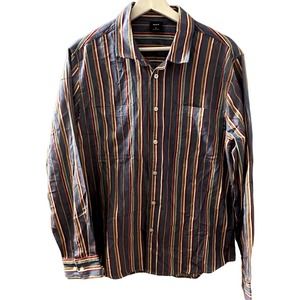 HUF Men's Multicolor Striped Long Sleeve Button-Down Shirt Size Medium